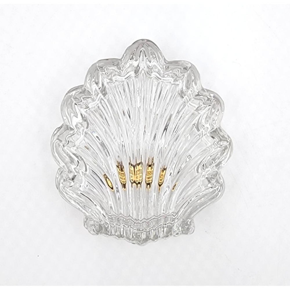 Vintage Crystal Zajecar Clamshell Trinket Box Yugoslavia 24% Lead Glass Lidded